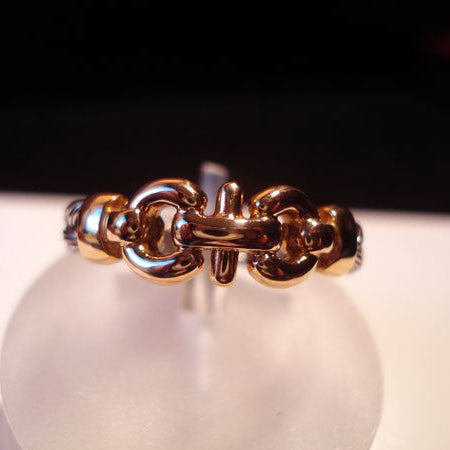 Bague mixte acier tressé et or 750