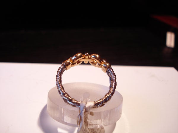 Bague mixte acier tressé et or 750