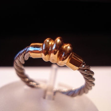 Bague câble acier et or 750 fine