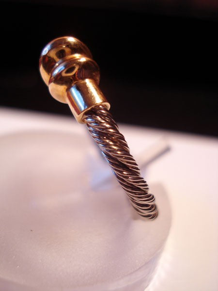 Bague câble acier et or 750 fine