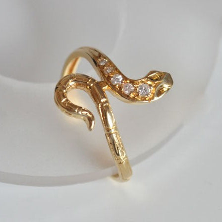 Bague serpent diamants or jaune 750