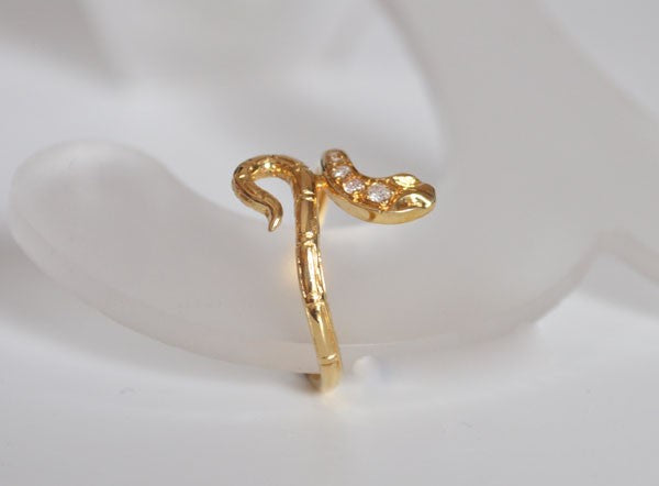 Bague serpent diamants or jaune 750