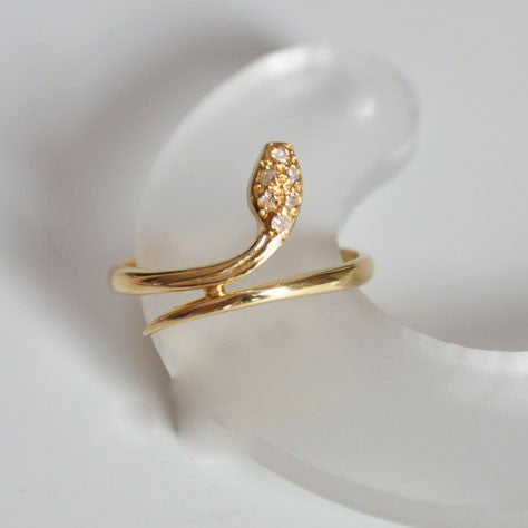 Bague serpent diamants or jaune 750 fine