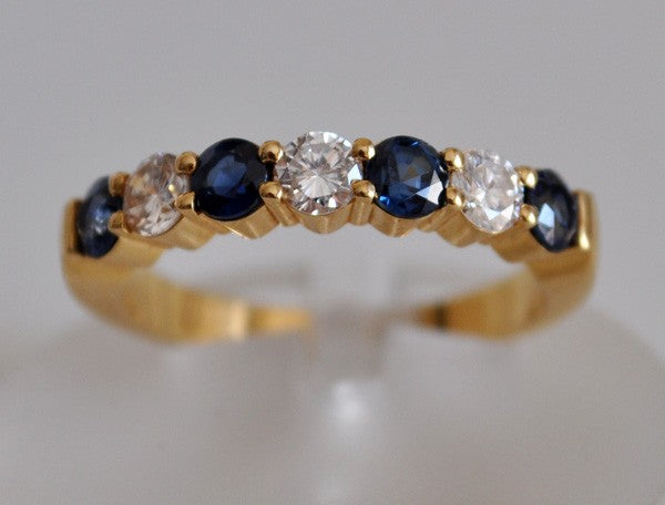 Demi-alliance mars saphirs diamants or jaune 750 Orest