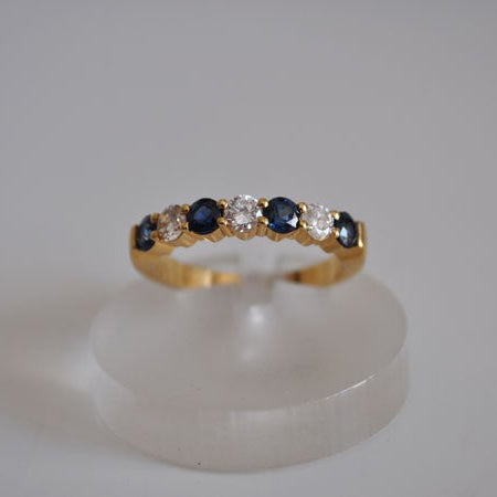 Demi-alliance mars saphirs diamants or jaune 750 Orest