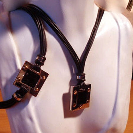 Collier acier et or 750 caoutchouc