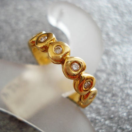 Demi-alliance cœurs diamants or jaune 750 Roure