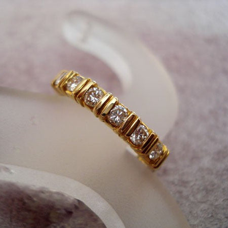 Demi-alliance barrette diamants or jaune 750 Roure