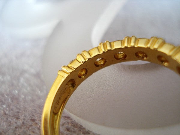 Demi-alliance barrette diamants or jaune 750 Roure