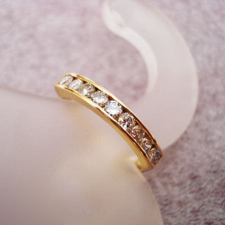 Demi-alliance rail diamants or jaune 750