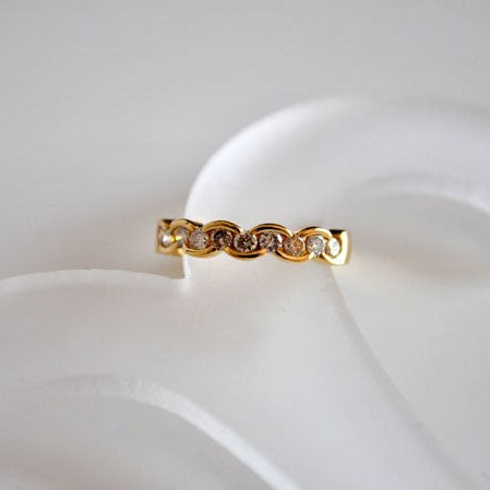 Demi-alliance diamants or jaune 750 GM Orest