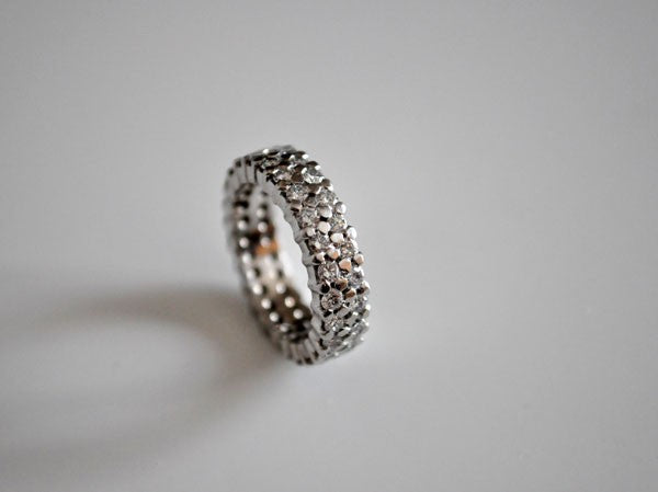 Alliance diamants double rang tour complet or blanc 750