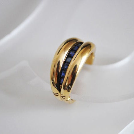 Bague Sourire saphirs carrés or jaune 750 Orest