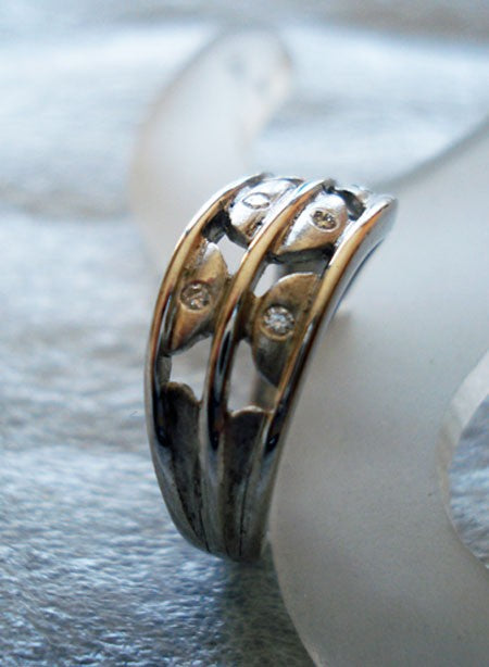 Bague diamants or blanc 750 satiné