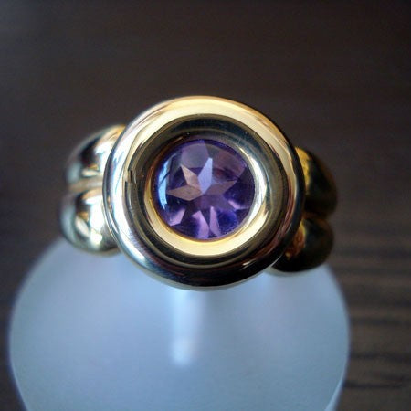 Bague améthyste ronde or jaune 750 Orest