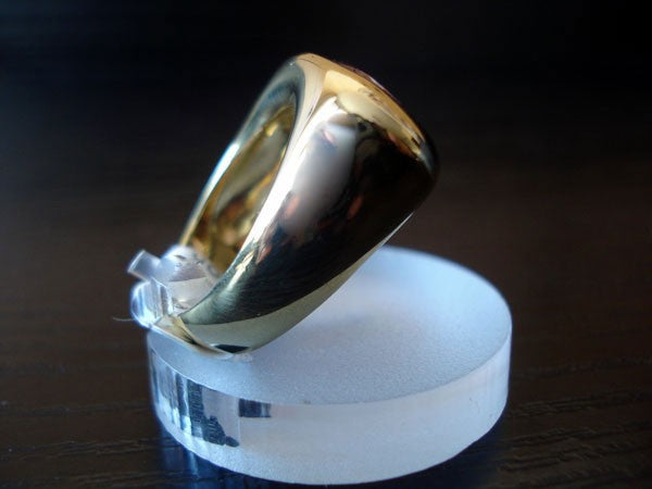 Bague lourde améthyste ovale or jaune 750