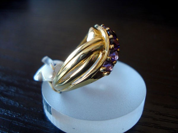 Bague améthystes rondes or jaune 750