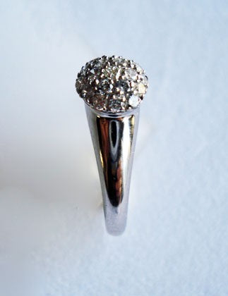 Bague pavé rond diamants or blanc 750