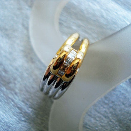 Bague diamants carrés 2 ors 750