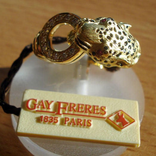 Bague panthère diamants or jaune 750 Gay Frères