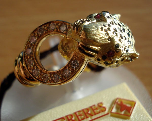 Bague panthère diamants or jaune 750 Gay Frères