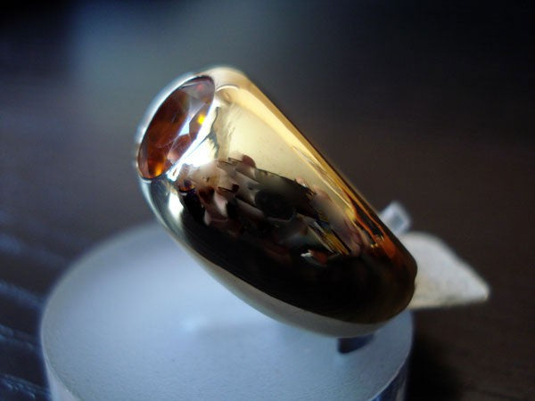 Bague large citrine or jaune 750