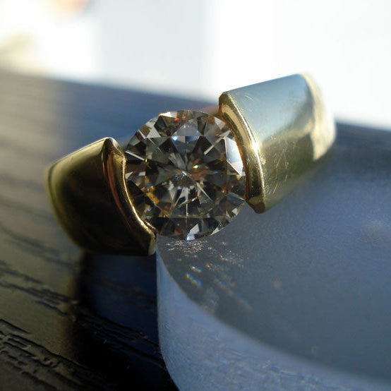 Bague solitaire diamant 1,16k or jaune 750