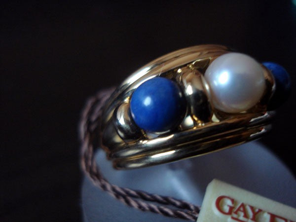 Bague perle lapis-lazuli or jaune 750 Gay Frères