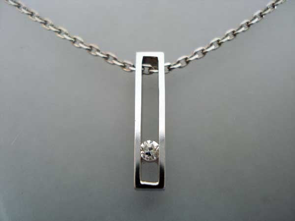 Collier Rectangle diamant or blanc 750