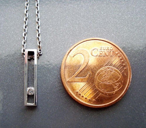 Collier Rectangle diamant or blanc 750