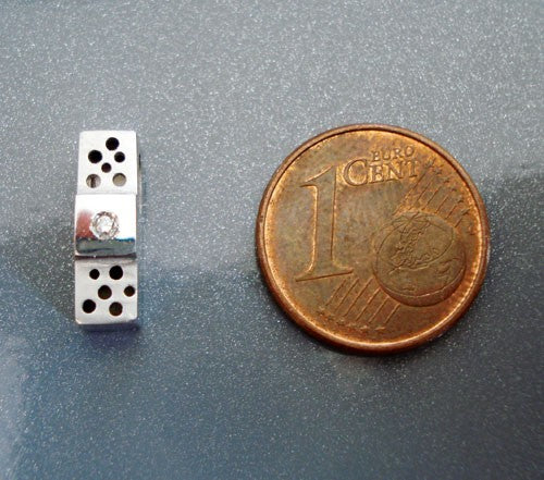 Pendentif Domino satin diamant or blanc 750 Arior