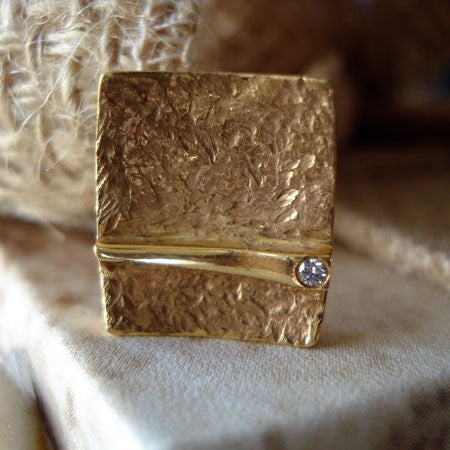 Pendentif Carré diamant or jaune 750