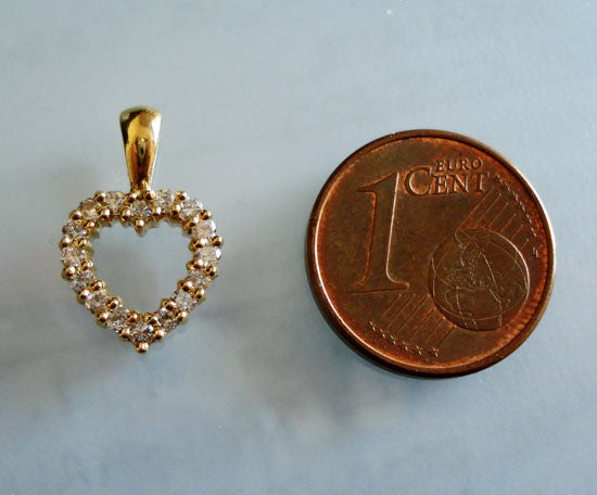Pendentif coeur diamants or jaune 750 Augis