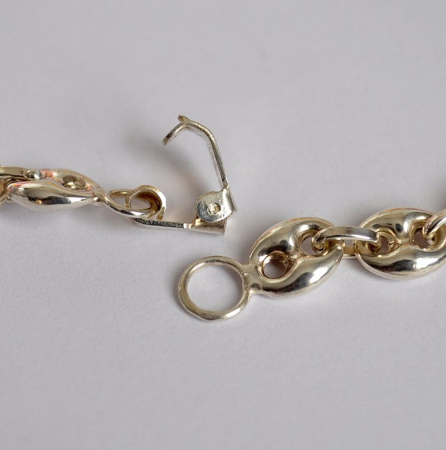 Cadena de plata maciza con forma de grano de café, 7 mm, 60 cm
