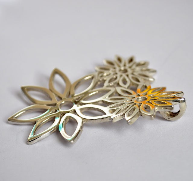 Collier 3 Fleurs argent massif 925 organza