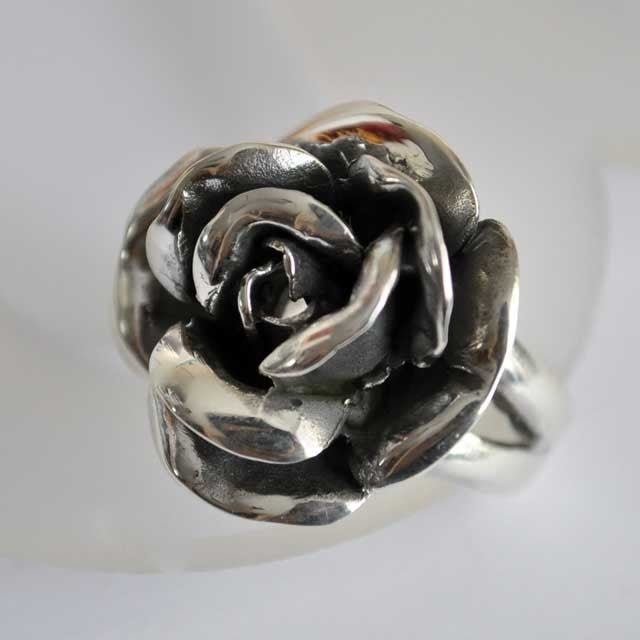 Grande bague Rose argent massif XL Arior