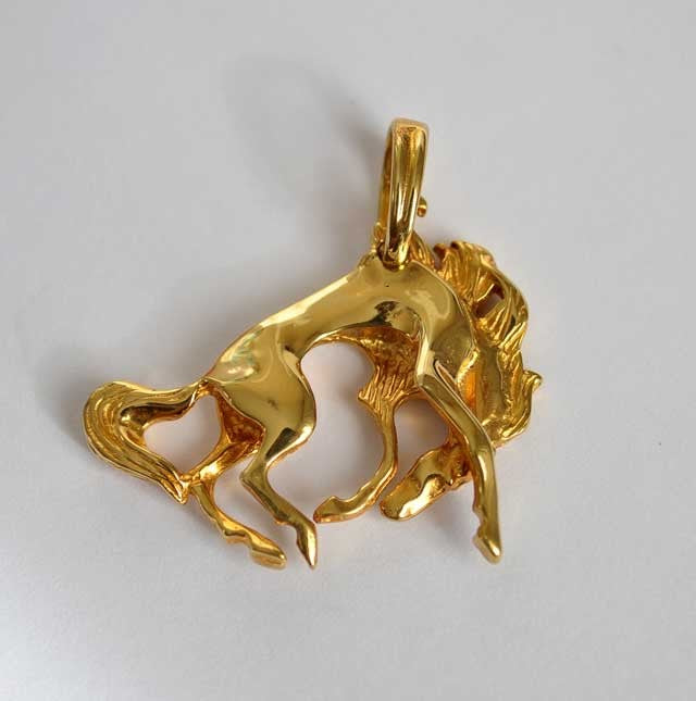 Pendentif Cheval pour homme plaqué-or