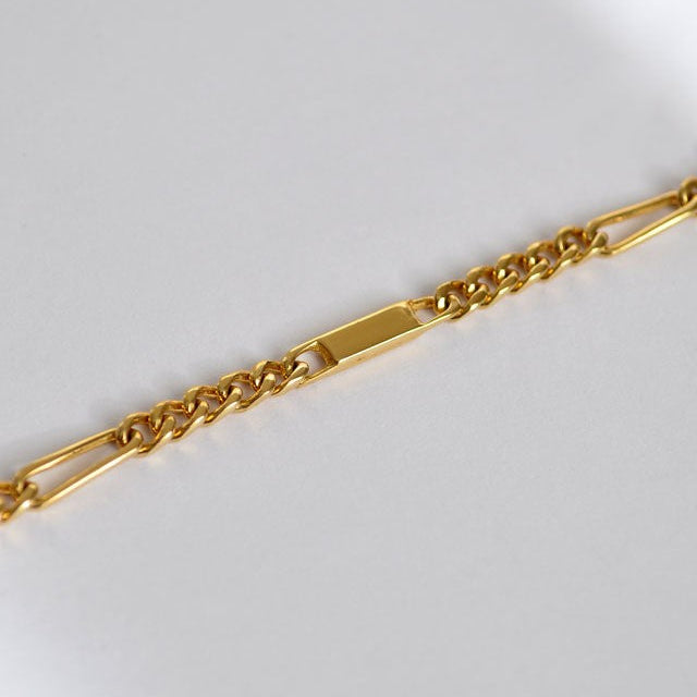 Bracelet maille alternée plaqué-or 18 cm