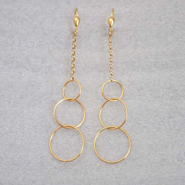 3-ring earrings in 750 yellow gold