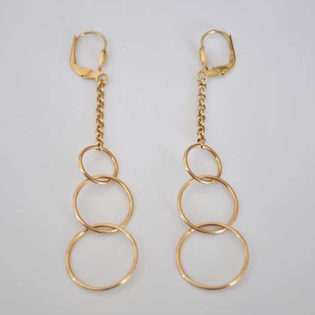 3-ring earrings in 750 yellow gold