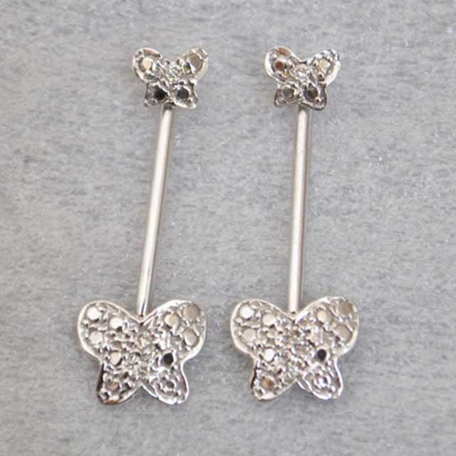 Boucles d'oreilles Papillons diamants or blanc 750