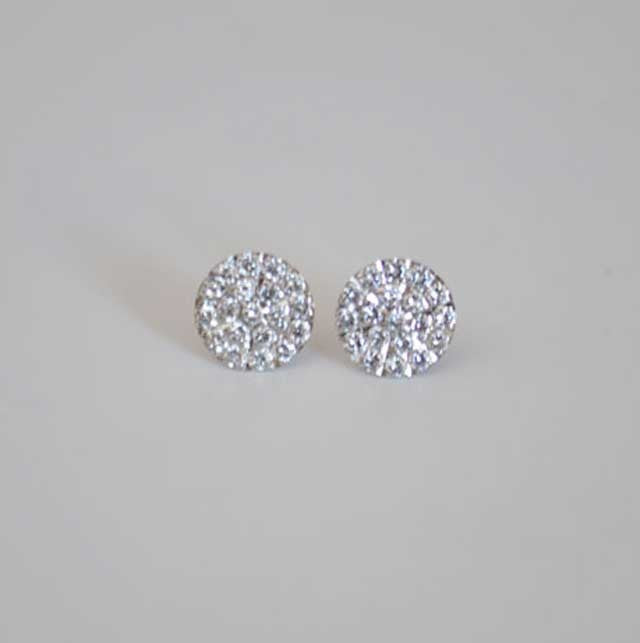 Boucles d'oreilles rondes pavé de diamants or blanc 750