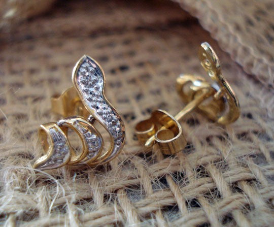 Boucles d'oreilles Serpent diamants or 750 bicolore