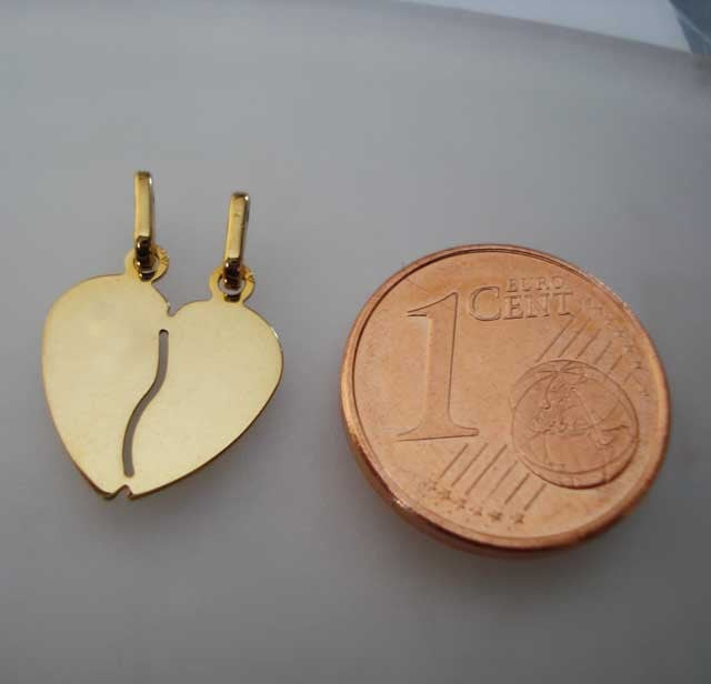 Pendentif coeur à partager PM or jaune 750