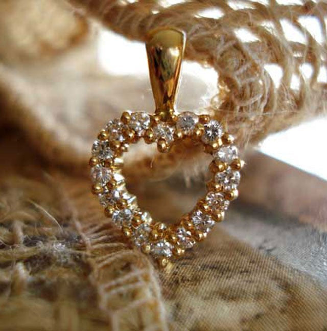 Pendentif coeur diamants or jaune 750 Augis