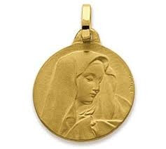 Médaille vierge voilée or jaune 750