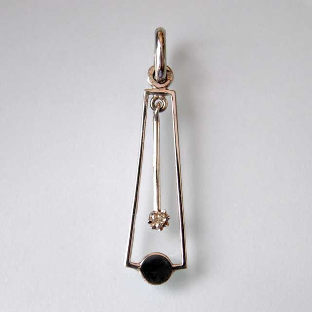 Pendentif vintage articulé diamant or blanc 750