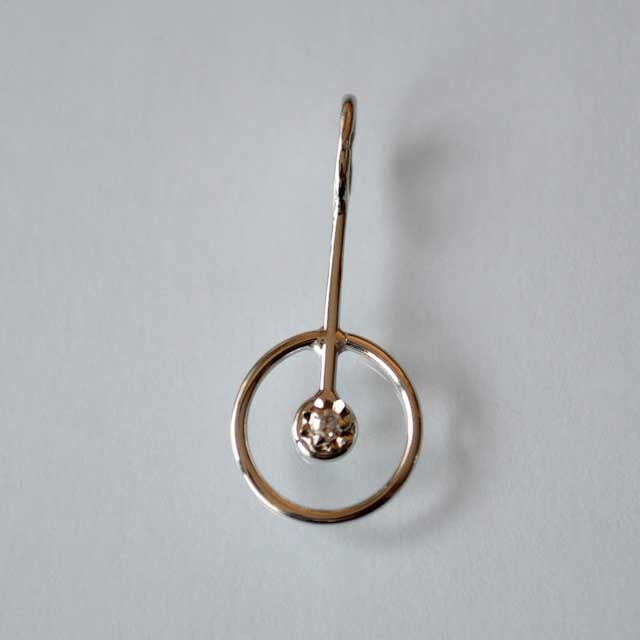 Pendentif vintage cercle diamant or blanc 750