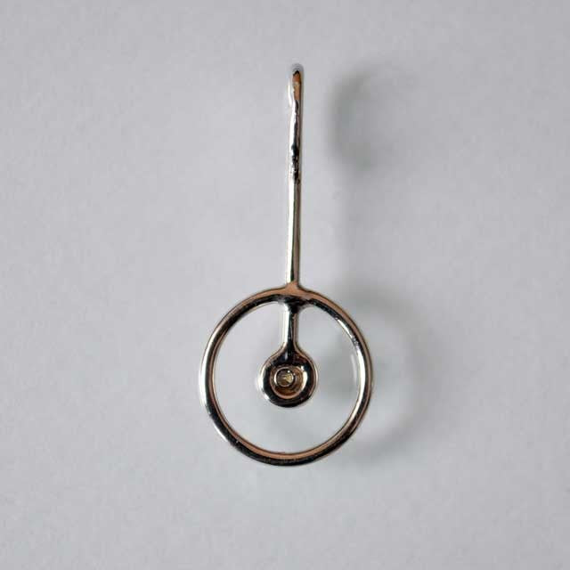 Pendentif vintage cercle diamant or blanc 750