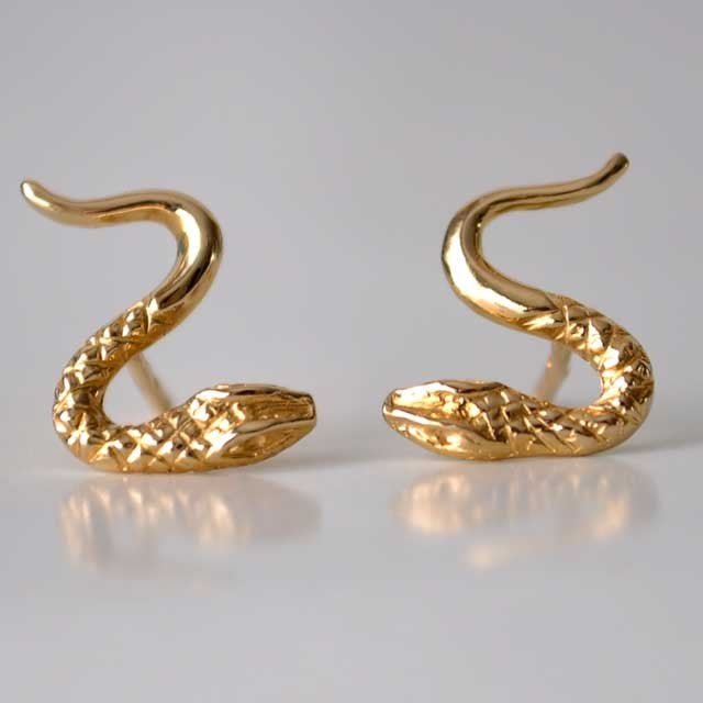 Boucles d'oreilles serpent ciselé or jaune 750 PM